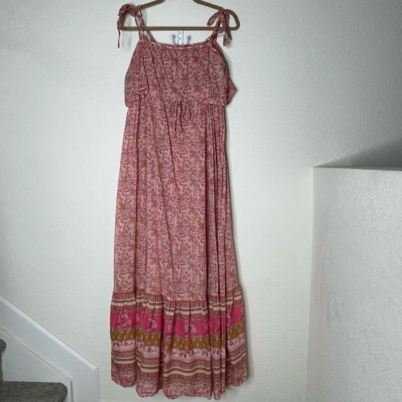 Free People Tangier Floral Maxi Dress Size L Multicolor Babydoll Lightweight - Picture 1 of 12